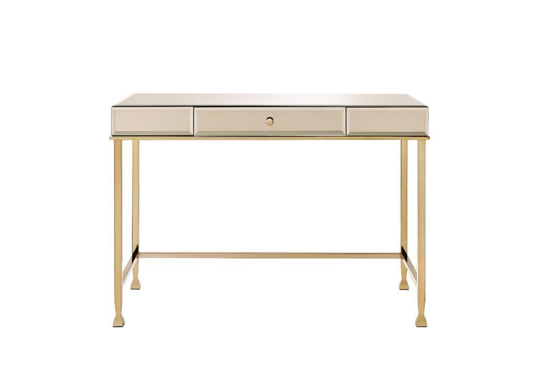 ACME Canine Writing Desk, Smoky Mirrored and Champagne Finish FredCo