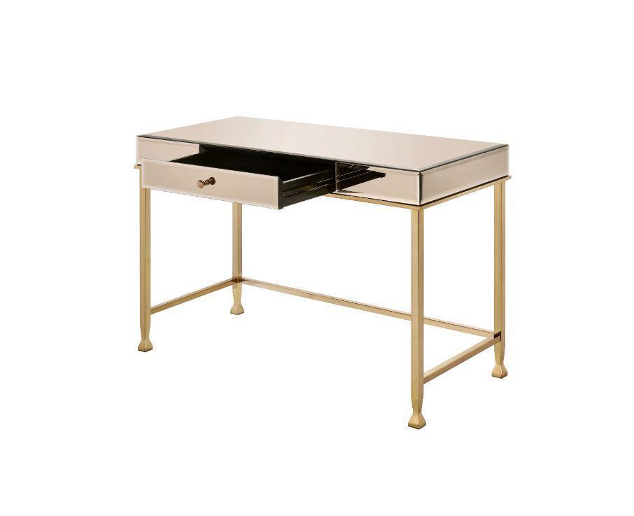 ACME Canine Writing Desk, Smoky Mirrored and Champagne Finish FredCo