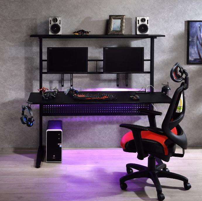 ACME Canzi Gaming Table w/USB Port, Black Finish FredCo