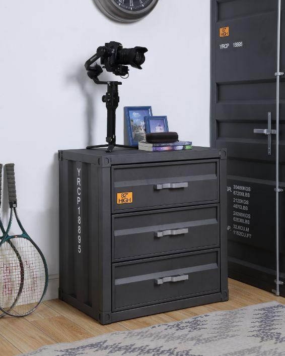 ACME Cargo 3-Drawer Chest, Gunmetal Finish FredCo