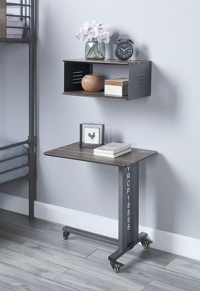 ACME Cargo Accent Table w/Wall Shelf, Gunmetal FredCo