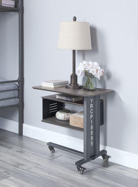 ACME Cargo Accent Table w/Wall Shelf, Gunmetal FredCo
