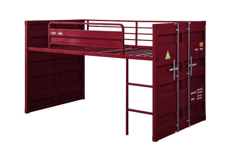 ACME Cargo Twin Loft Bed w/Slide, Red Finish FredCo