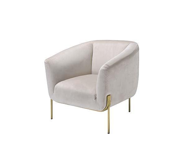 ACME Carlson Accent Chair, Beige Velvet & Chrome FredCo