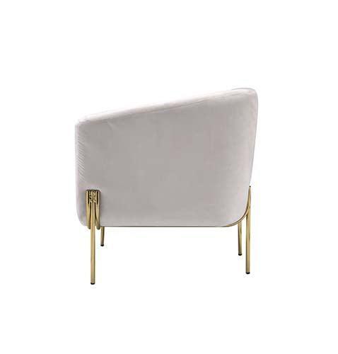 ACME Carlson Accent Chair, Beige Velvet & Chrome FredCo