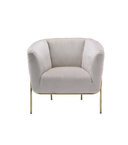 ACME Carlson Accent Chair, Beige Velvet & Chrome FredCo