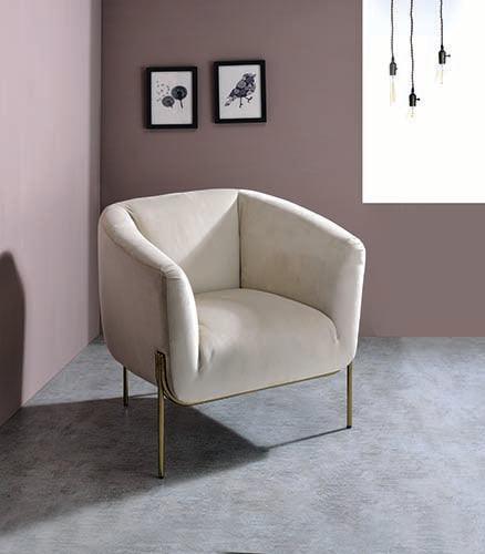 ACME Carlson Accent Chair, Beige Velvet & Chrome FredCo