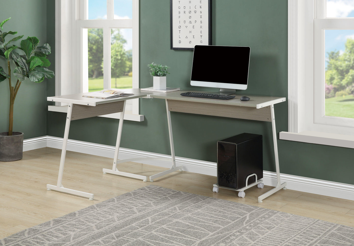 ACME Carver Computer Desk, Gray & White Finish FredCo