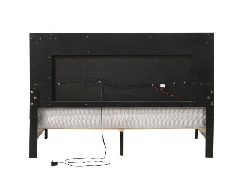 ACME Casilda Queen Bed w/LED , Gray PU & White Finish FredCo