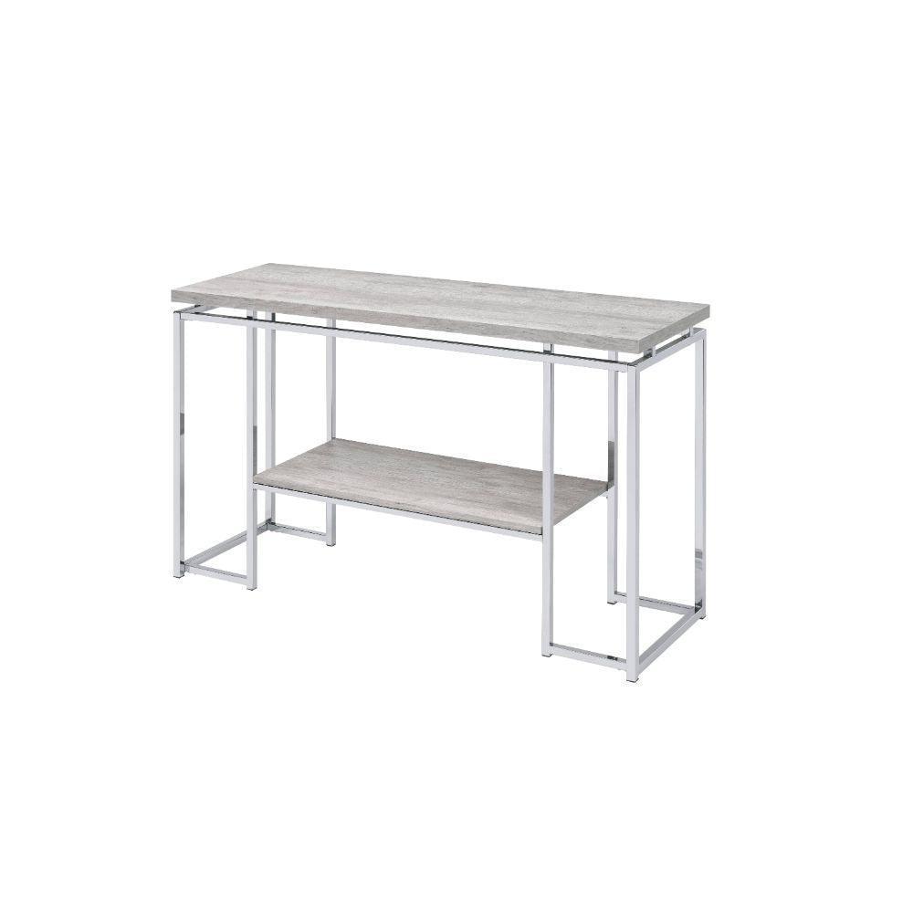 ACME Chafik Sofa Table, Natural Oak & Chrome FredCo