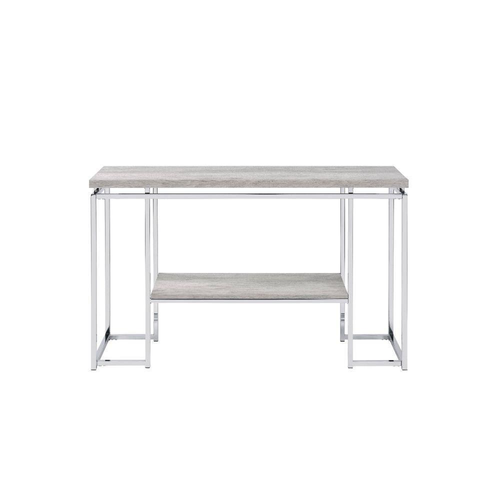 ACME Chafik Sofa Table, Natural Oak & Chrome FredCo
