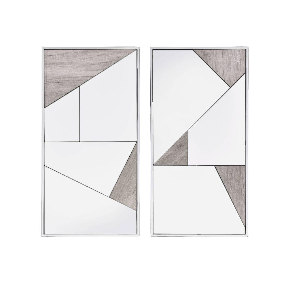 ACME Chafik Wall Accent Mirror (Set-2), Mirrored, Chrome & FredCo