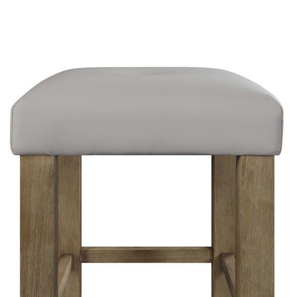 ACME Charnell Counter Height Stool (Set-2), Gary PU & Oak Finish FredCo