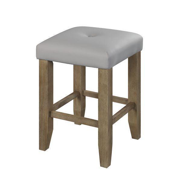 ACME Charnell Counter Height Stool (Set-2), Gary PU & Oak Finish FredCo