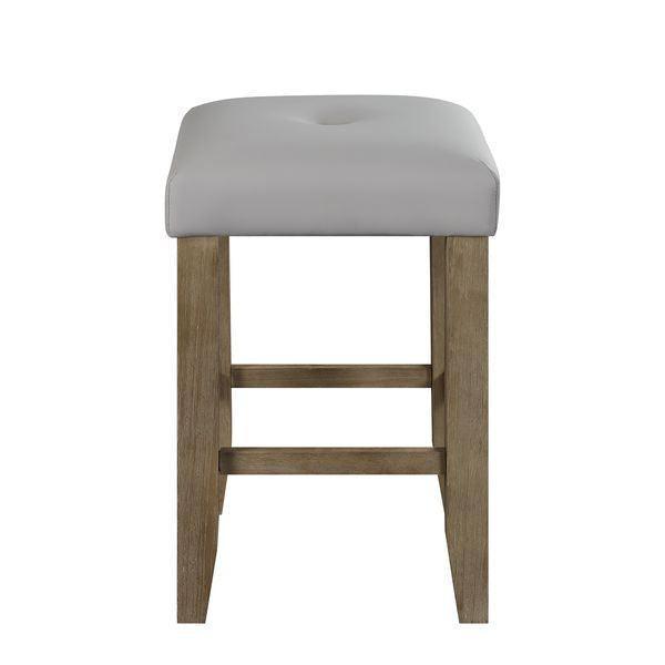 ACME Charnell Counter Height Stool (Set-2), Gary PU & Oak Finish FredCo
