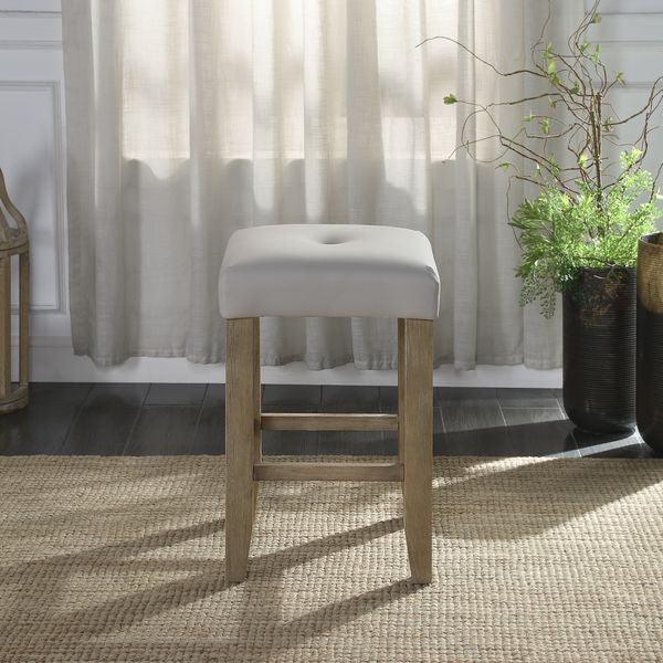 ACME Charnell Counter Height Stool (Set-2), Gary PU & Oak Finish FredCo