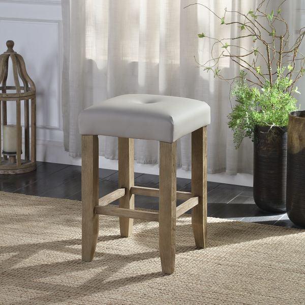 ACME Charnell Counter Height Stool (Set-2), Gary PU & Oak Finish FredCo