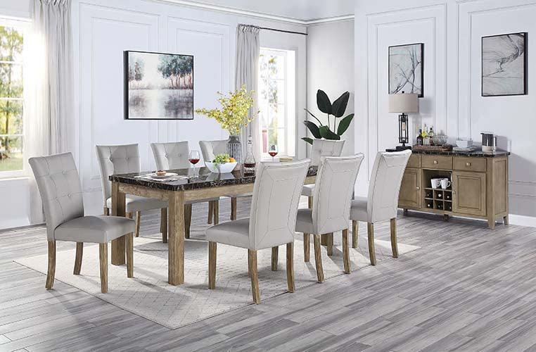 ACME Charnell Side Chair (Set-2), Gary PU & Oak Finish FredCo