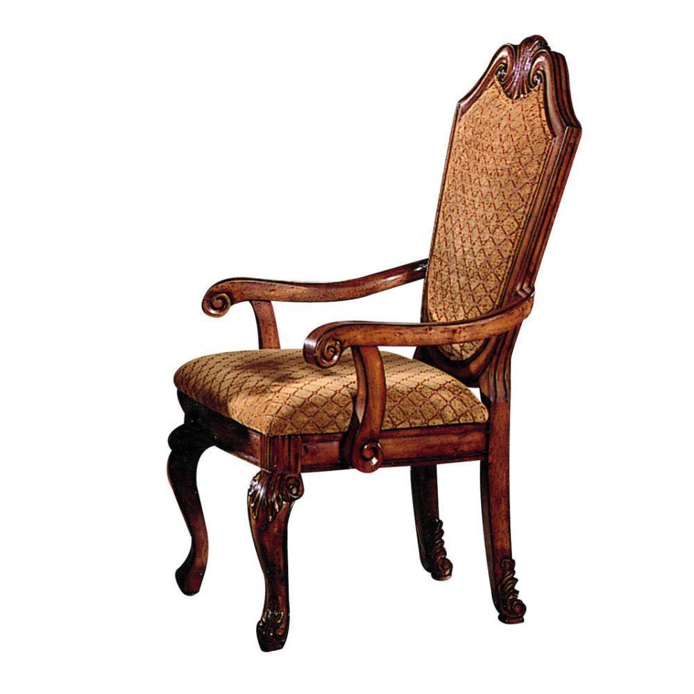 ACME Chateau De Ville Arm Chair (Set-2), Fabric & Cherry FredCo