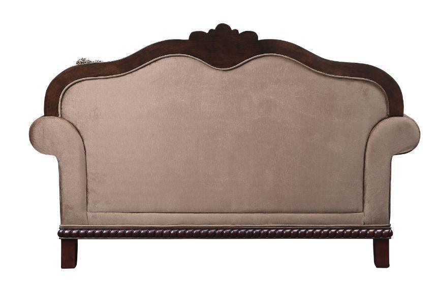 ACME Chateau De Ville Loveseat w/3 Pillows, Fabric & Espresso Finish FredCo