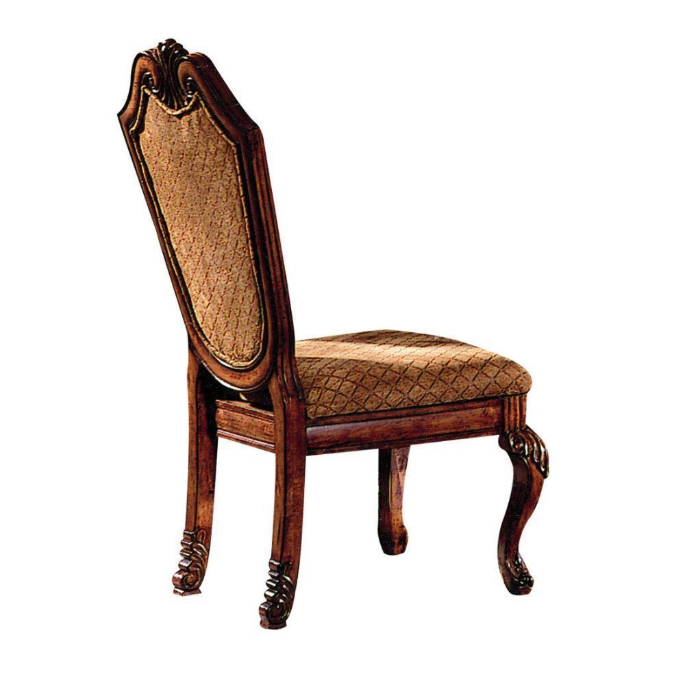 ACME Chateau De Ville Side Chair (Set-2), Fabric & Cherry FredCo