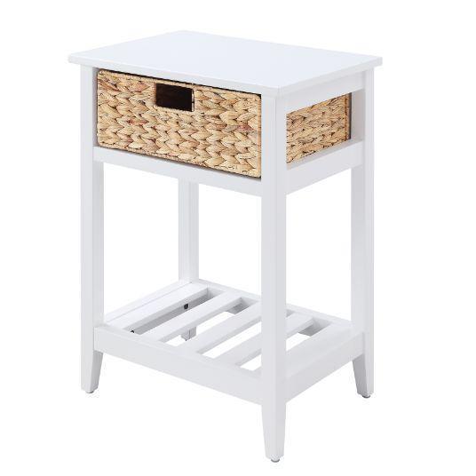 ACME Chinu Accent Table, White & Natural Finish FredCo