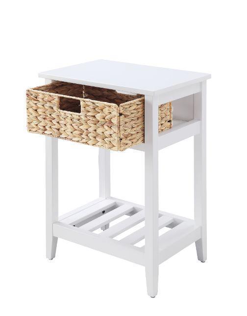 ACME Chinu Accent Table, White & Natural Finish FredCo