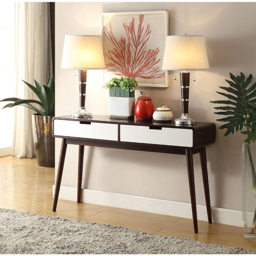 ACME Christa Sofa Table, Espresso & White FredCo