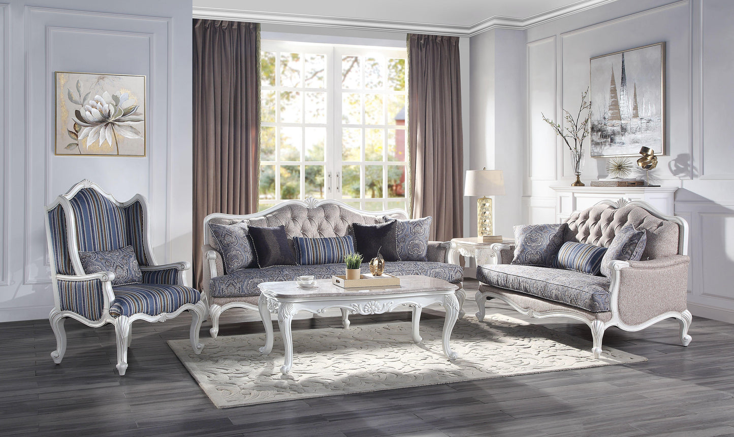 ACME Ciddrenar Sofa Table, Marble Top & White Finish FredCo