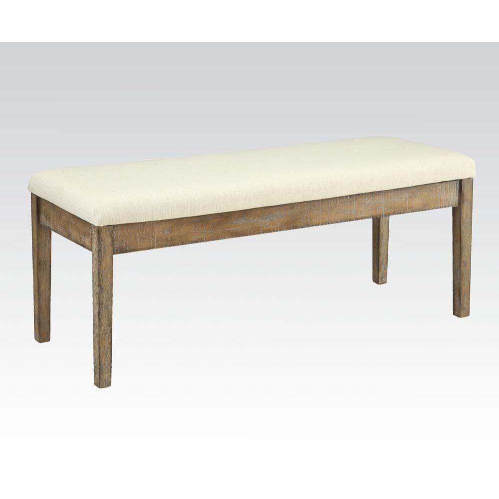 ACME Claudia Bench, Beige Linen & Salvage Brown FredCo