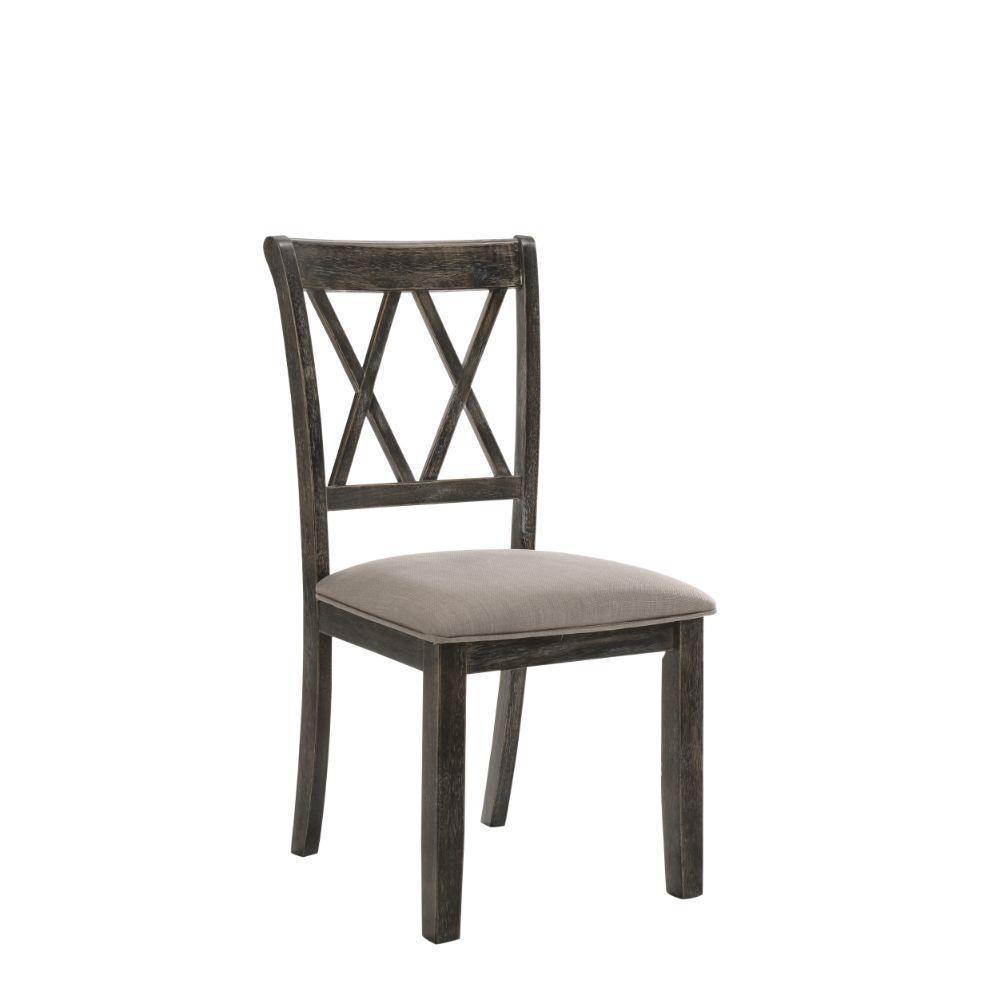 ACME Claudia II Side Chair (Set-2), Fabric & Weathered Gray FredCo