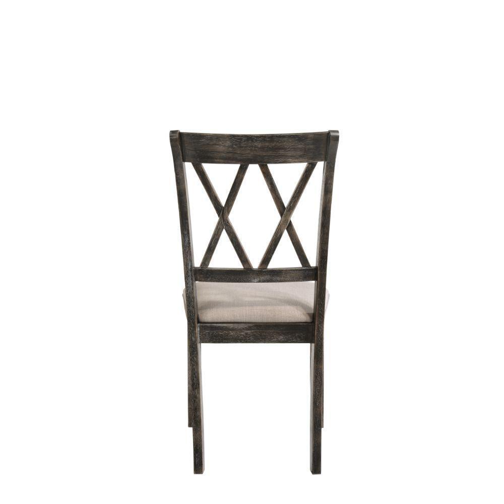ACME Claudia II Side Chair (Set-2), Fabric & Weathered Gray FredCo