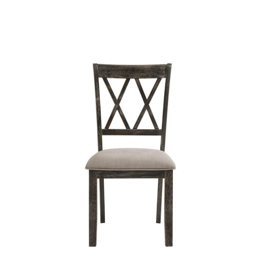 ACME Claudia II Side Chair (Set-2), Fabric & Weathered Gray FredCo