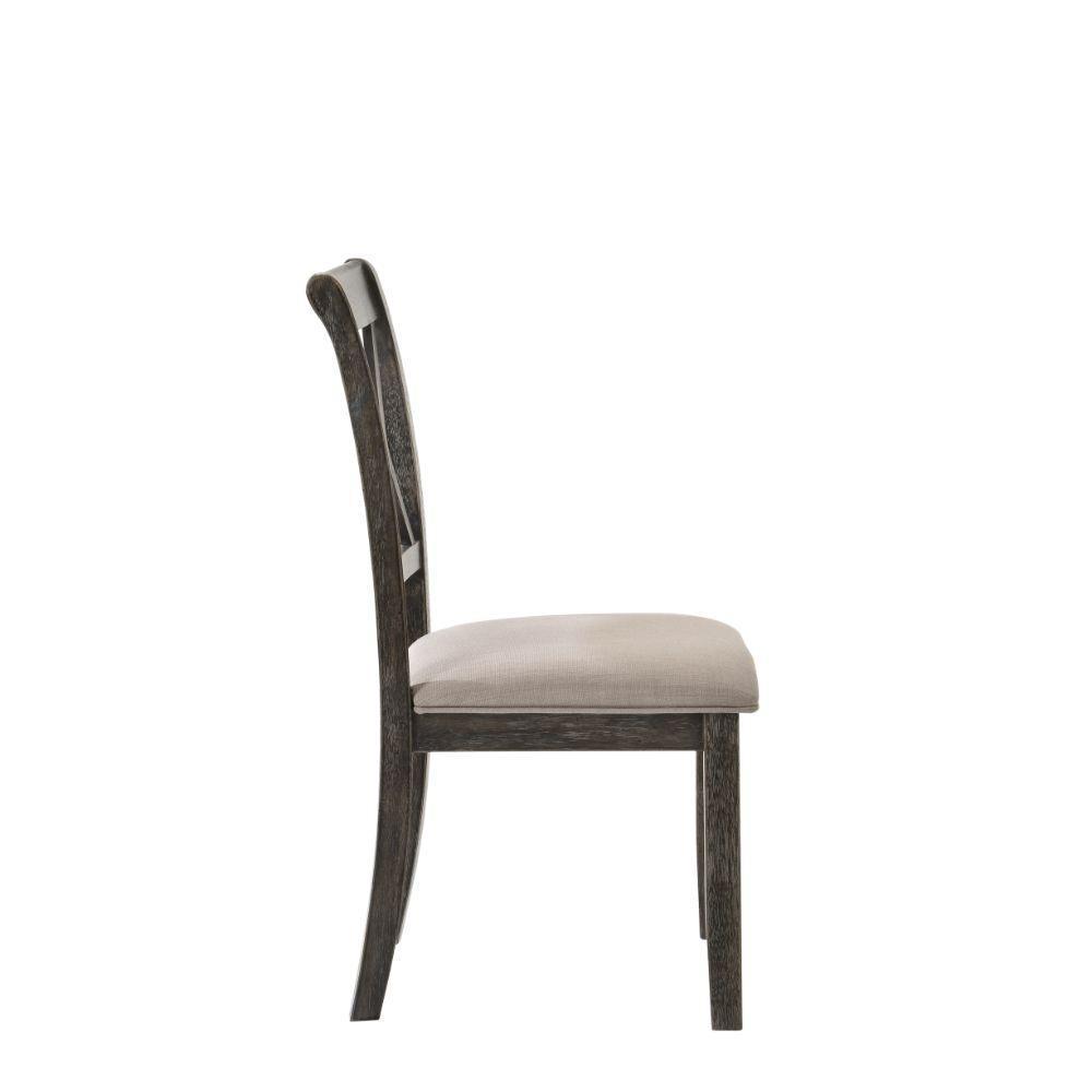 ACME Claudia II Side Chair (Set-2), Fabric & Weathered Gray FredCo