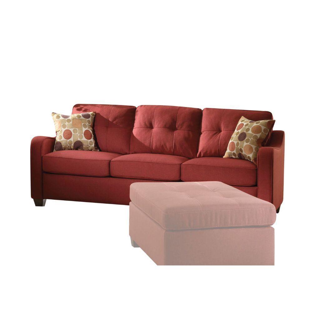 ACME Cleavon II Sofa w/2 Pillows, Red Linen FredCo