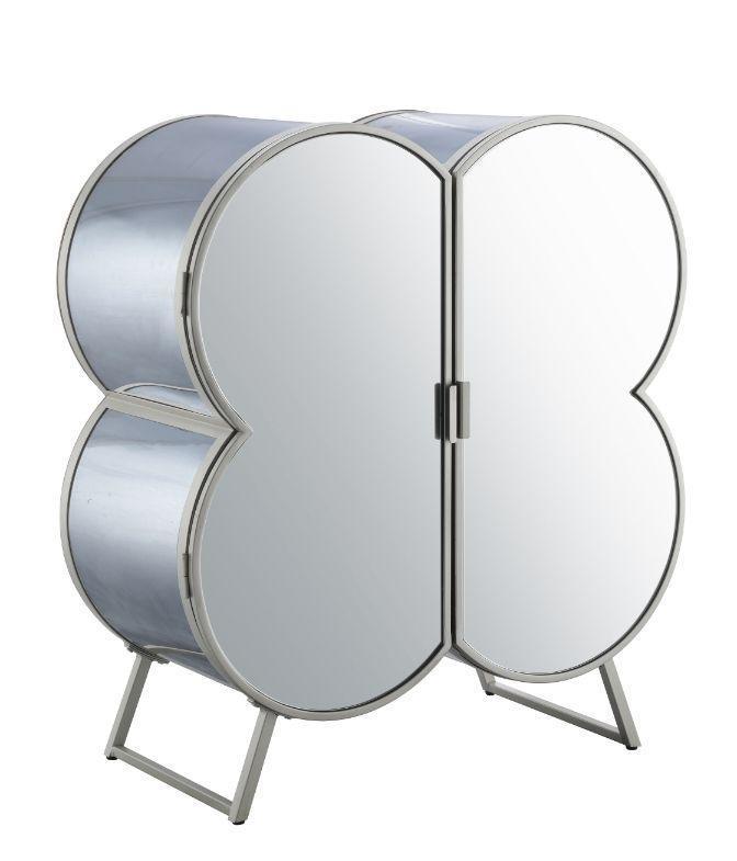 ACME Clover Cabinet, Silver & Champagne Finish FredCo
