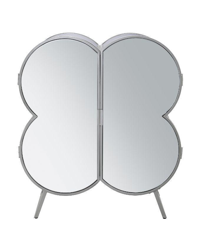 ACME Clover Cabinet, Silver & Champagne Finish FredCo