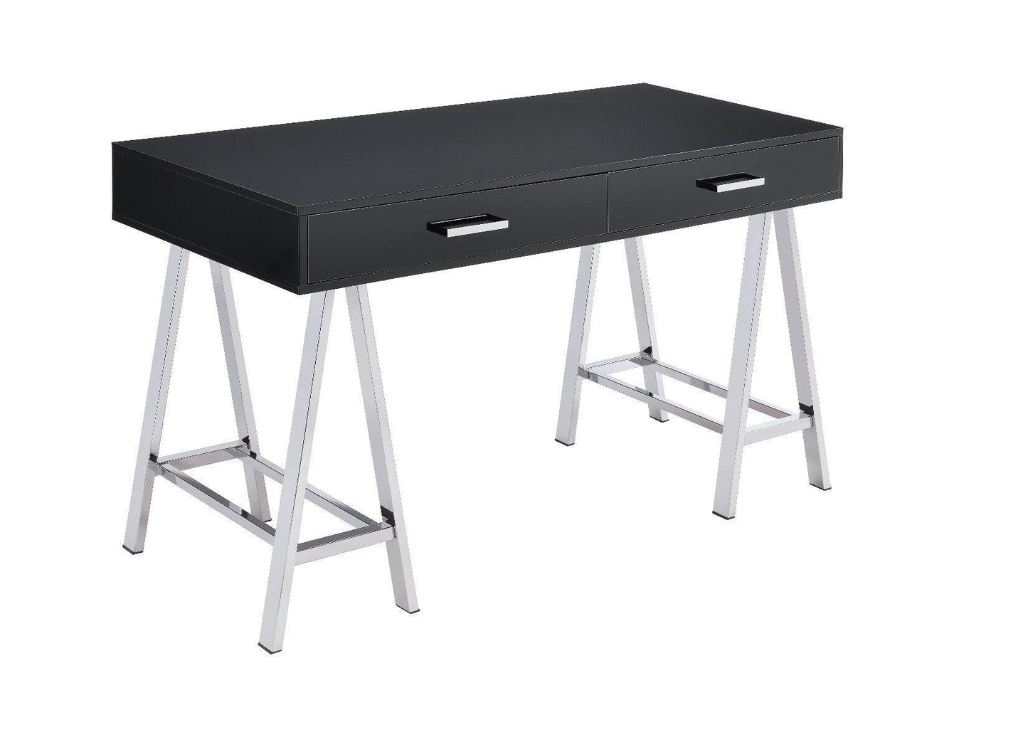 ACME Coleen Built-in USB Port Writing Desk, Black High Gloss & Chrome Finish FredCo
