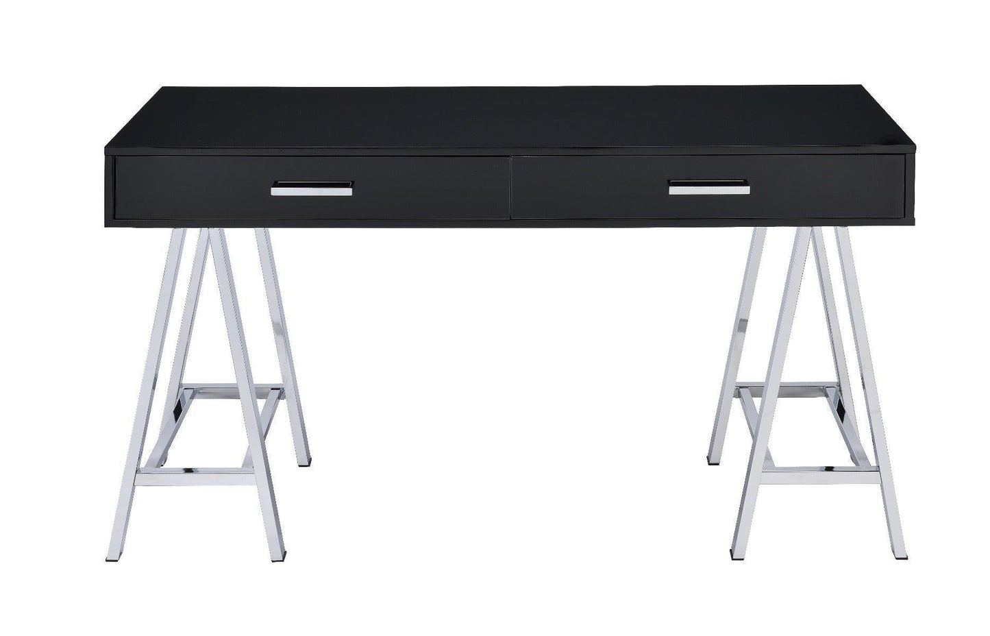 ACME Coleen Built-in USB Port Writing Desk, Black High Gloss & Chrome Finish FredCo