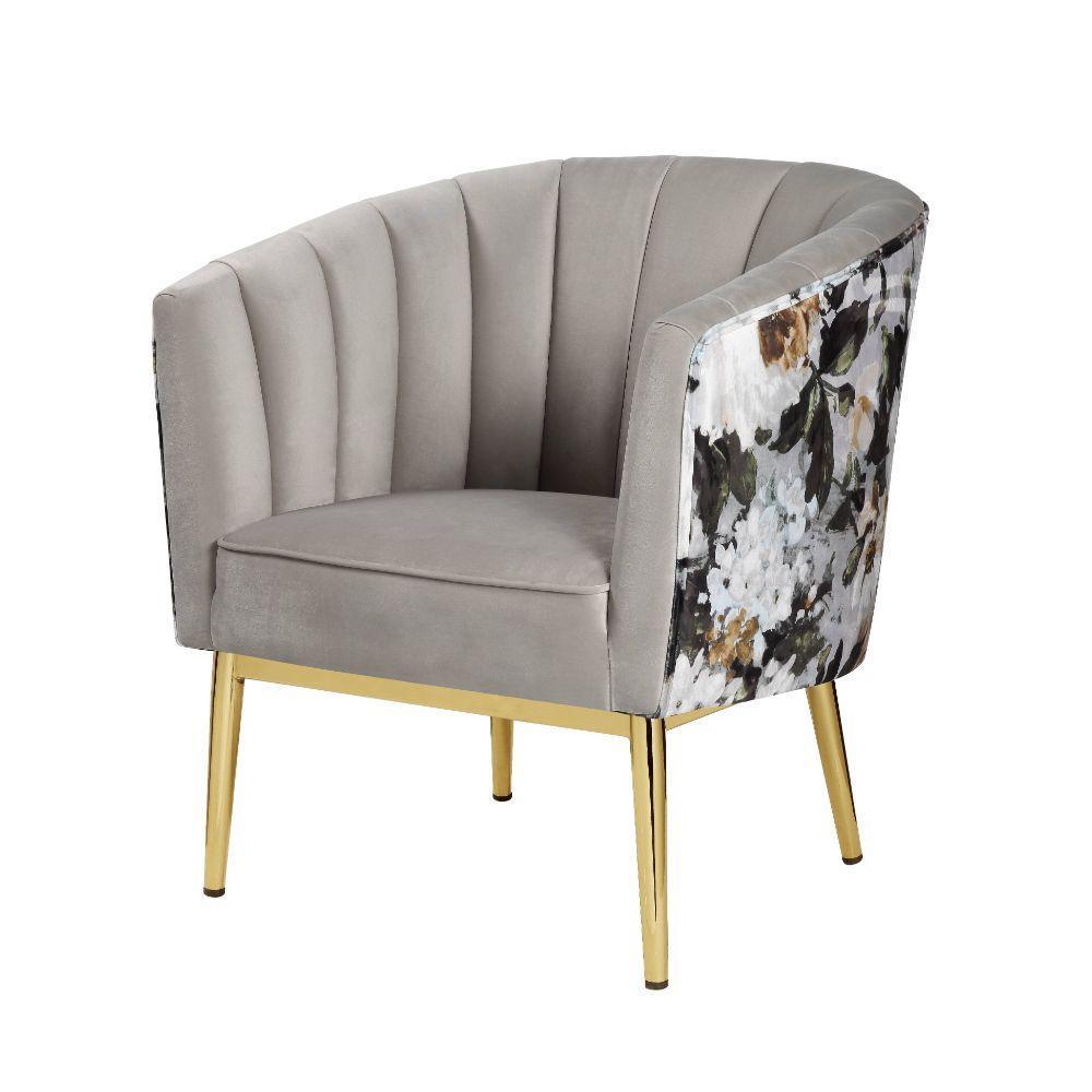 ACME Colla Accent Chair, Black Velvet & Gold FredCo