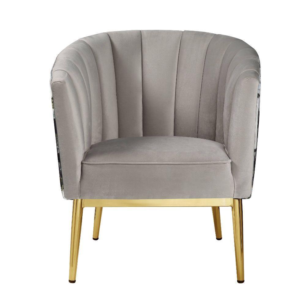 ACME Colla Accent Chair, Black Velvet & Gold FredCo
