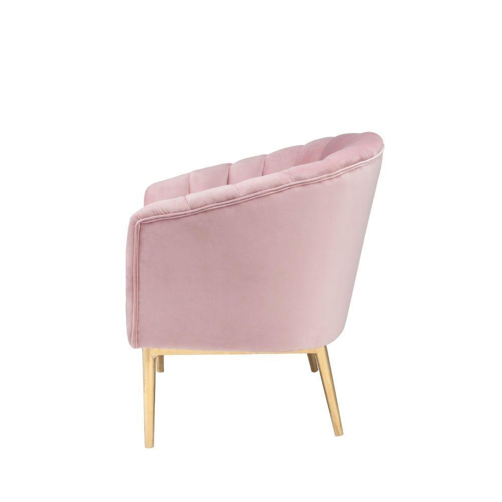 ACME Colla Accent Chair, Blush Pink Velvet & Gold FredCo