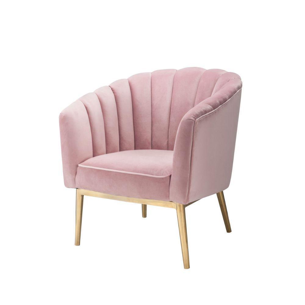 ACME Colla Accent Chair, Blush Pink Velvet & Gold FredCo