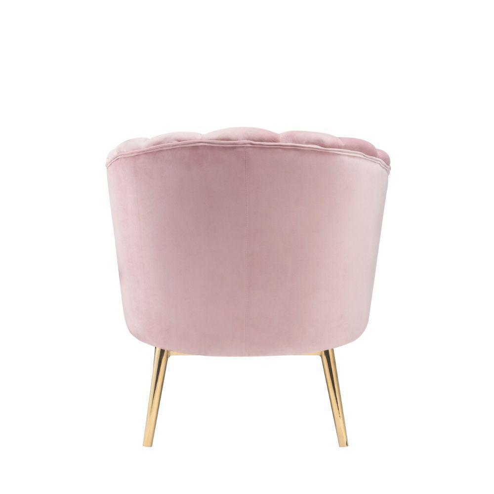 ACME Colla Accent Chair, Blush Pink Velvet & Gold FredCo