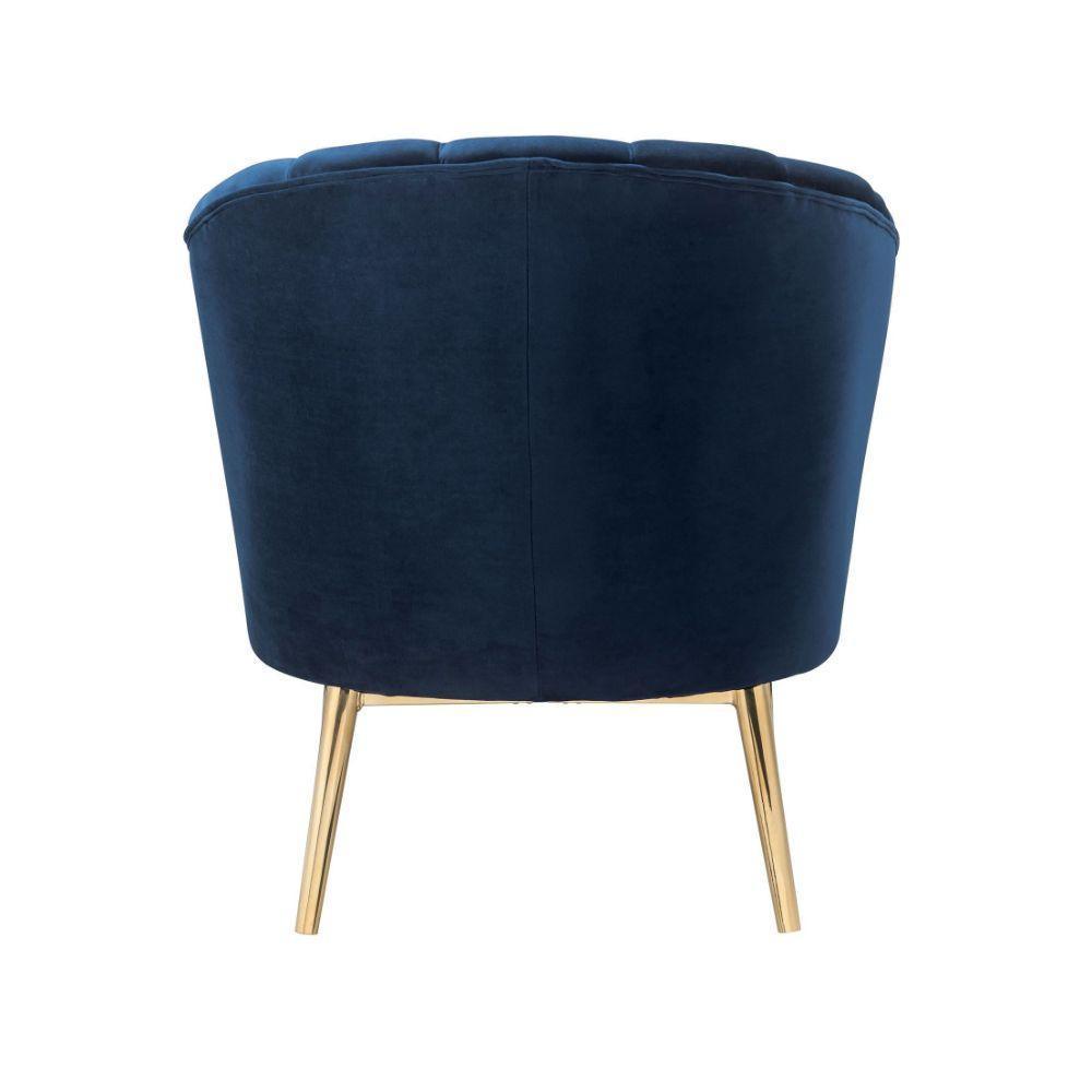 ACME Colla Accent Chair, Midnight Blue Velvet & Gold FredCo