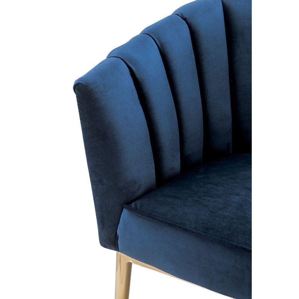 ACME Colla Accent Chair, Midnight Blue Velvet & Gold FredCo