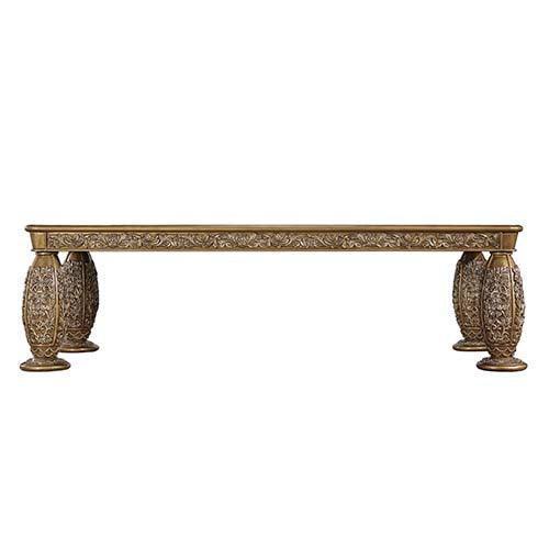 ACME Constantine Dining Table, Brown & Gold Finish FredCo