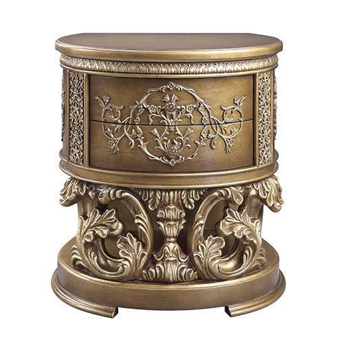 ACME Constantine Nightstand, Brown & Gold Finish FredCo