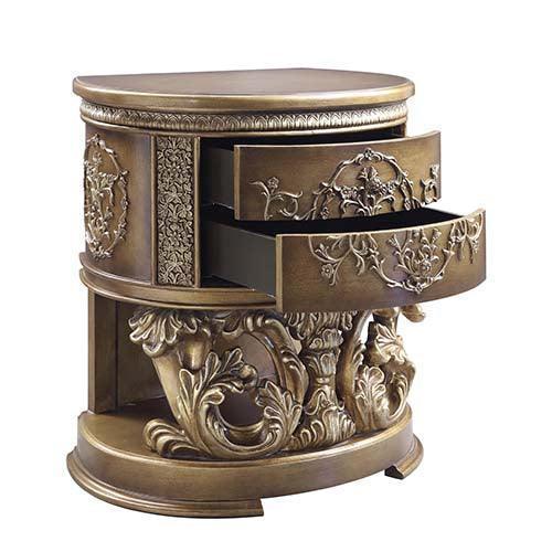 ACME Constantine Nightstand, Brown & Gold Finish FredCo