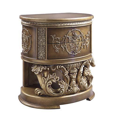 ACME Constantine Nightstand, Brown & Gold Finish FredCo